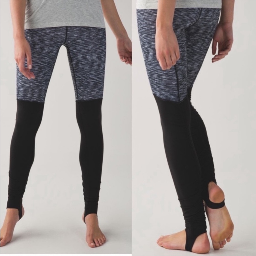 Lululemon Gray Black Wunder Under Stirrup Leggings Womens 2 ?